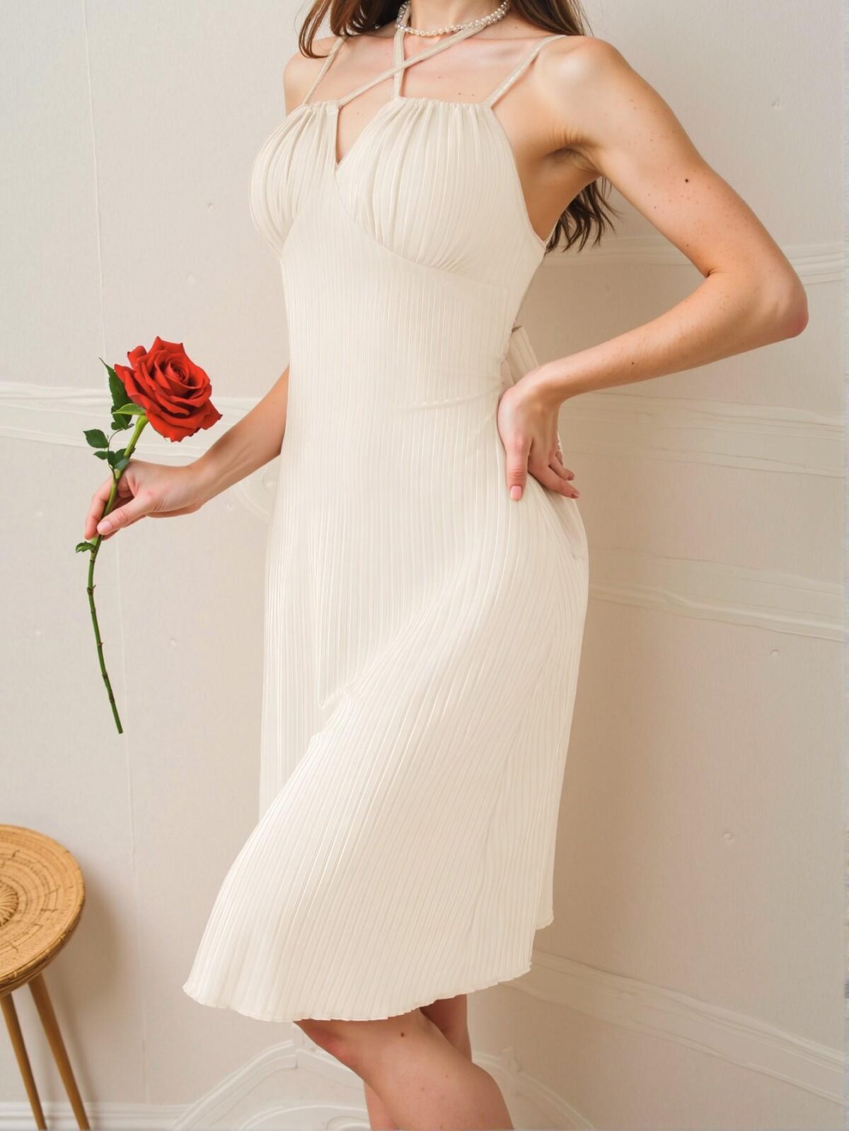 Elegant Apricot Stylish Rib-Knit Nightgown with Tie Front for Chic, Classy and Trendy Fashion Style to Dress to Impress - Image 4