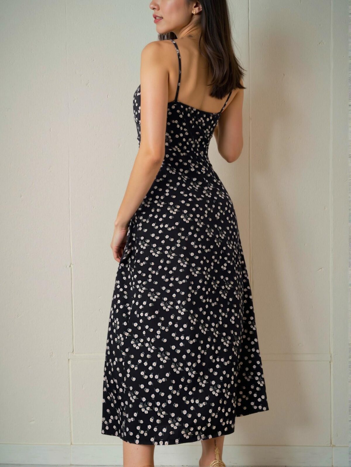 Elegant Black Floral Tie Front Cami Dress – Chic, Classy and Trendy Fashion Style to Dress to Impress - Image 2