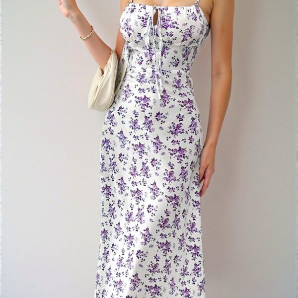Elegant Purple Boho Floral Cami Summer Dress for Effortless Style and Classy Charm to Dress to Impress