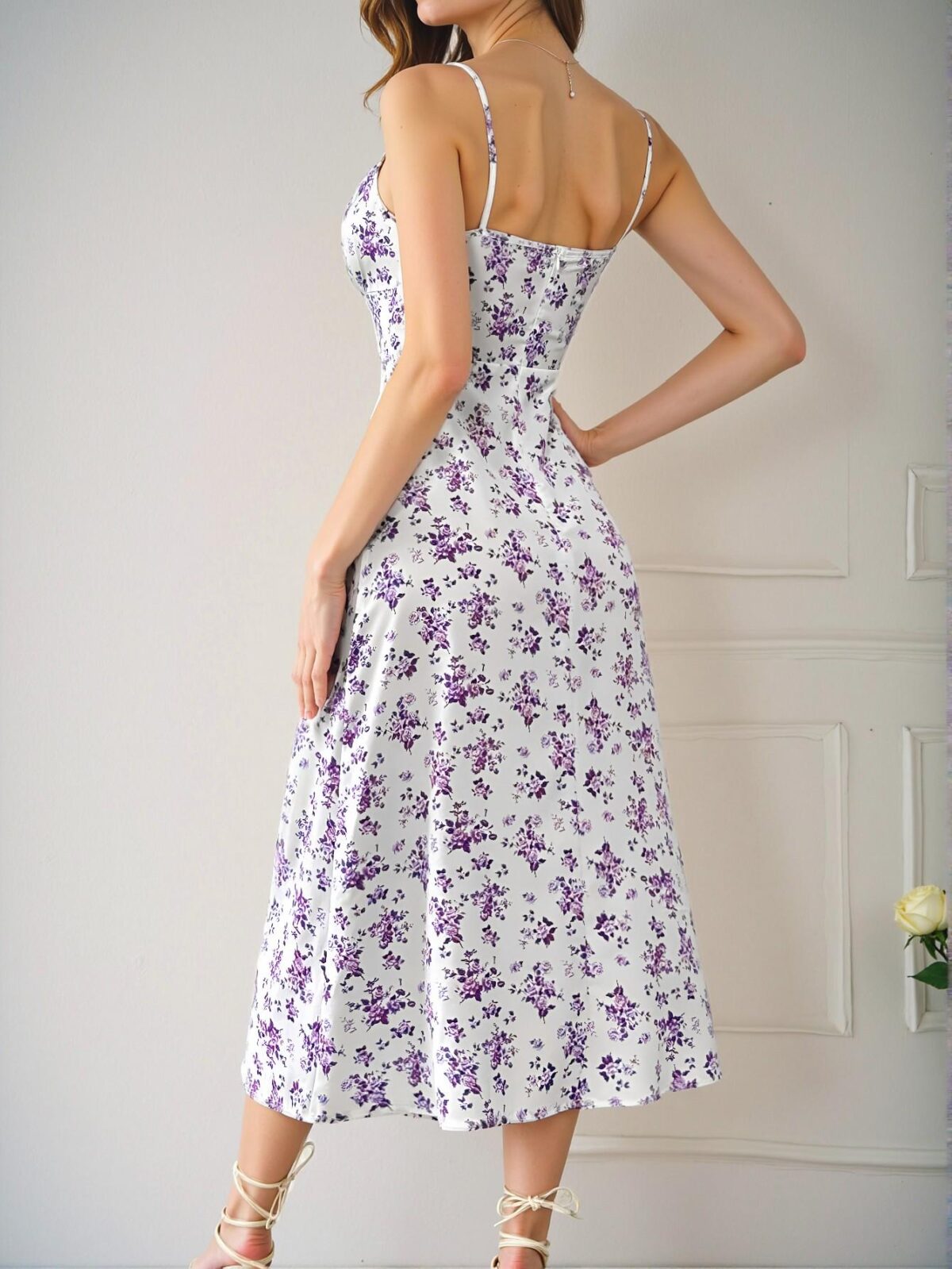 Elegant Purple Boho Floral Cami Summer Dress for Effortless Style and Classy Charm to Dress to Impress - Image 2