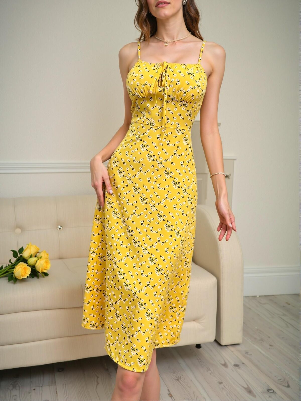 Elegant Yellow Boho Floral Lace Up Maxi Dress for Summer Getaways - Chic, Classy and Trendy Fashion Style to Dress to Impress