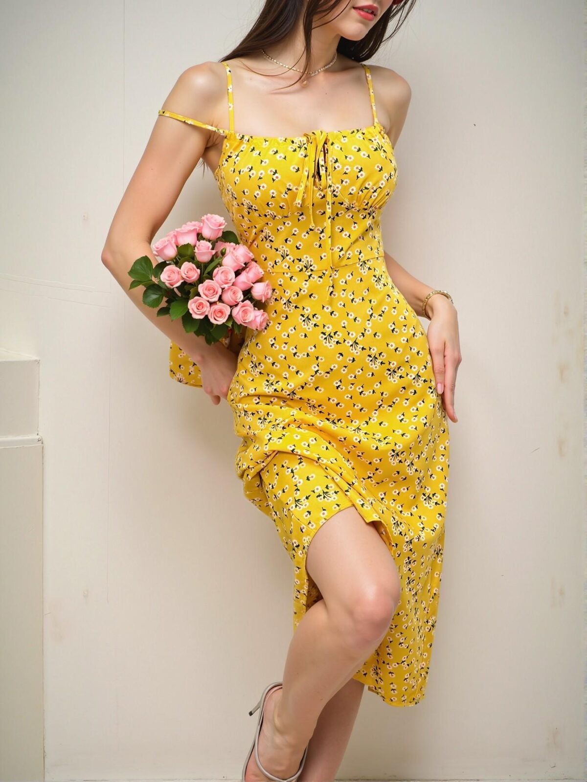Elegant Yellow Boho Floral Lace Up Maxi Dress for Summer Getaways - Chic, Classy and Trendy Fashion Style to Dress to Impress - Image 5