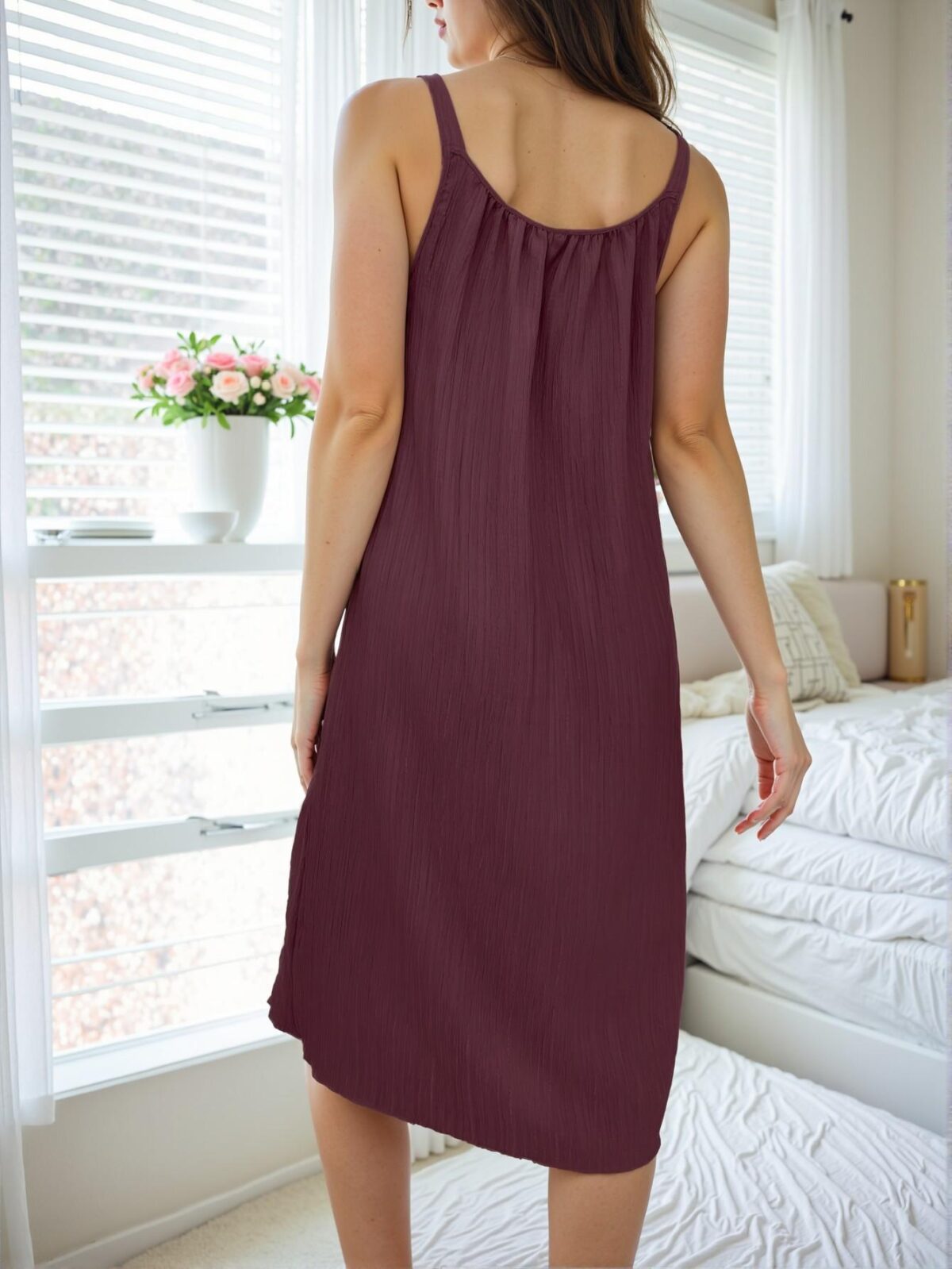 Elegant Rust Brown Slip Dress for Casual Loungewear - Chic, Classy and Trendy Fashion Style to Dress to Impress - Image 2