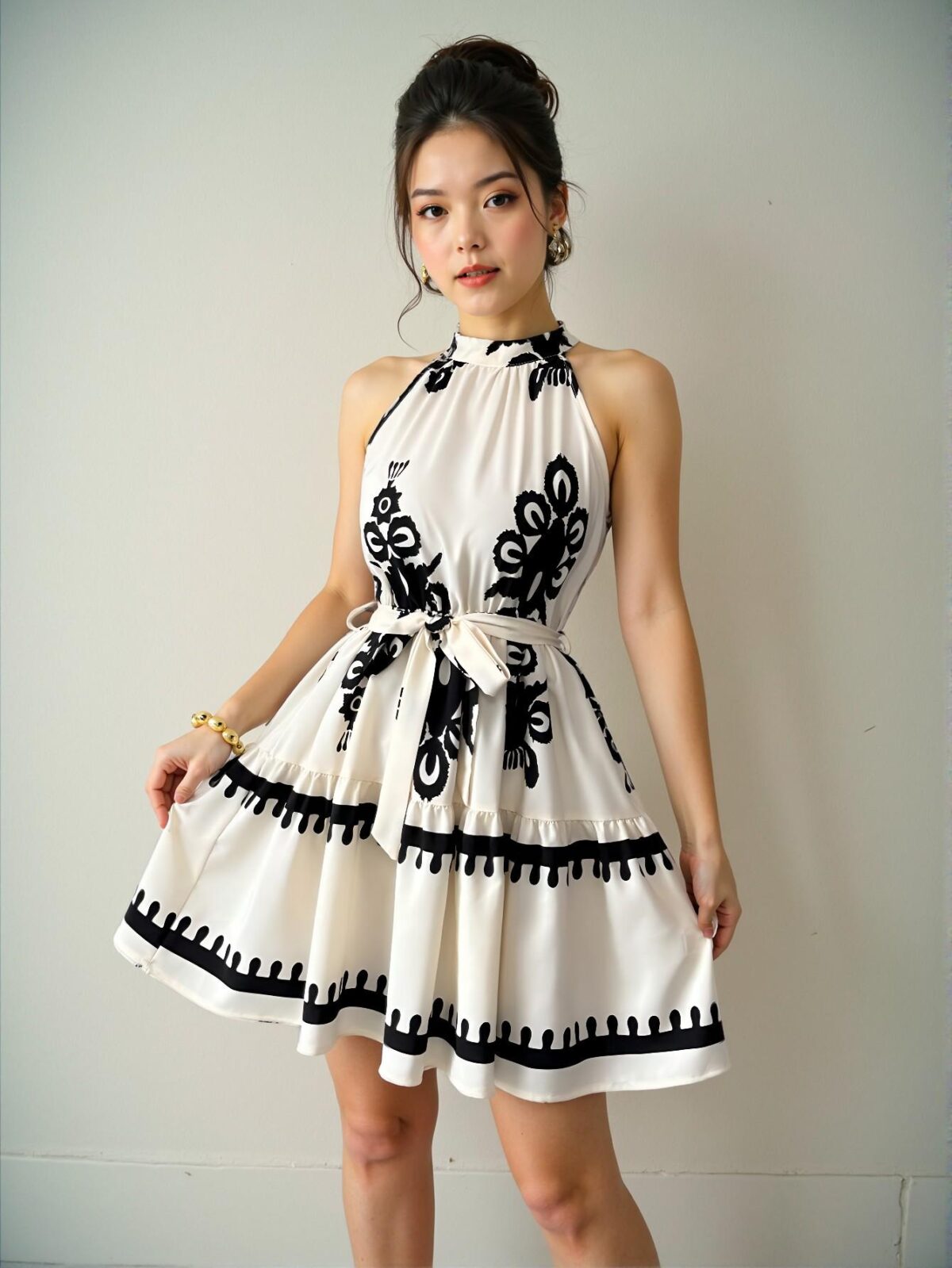 Elegant Apricot Stylish Sleeveless Mini Dress for Casual Beach Outings - Chic, Classy and Trendy Fashion Style to Dress to Impress - Image 3