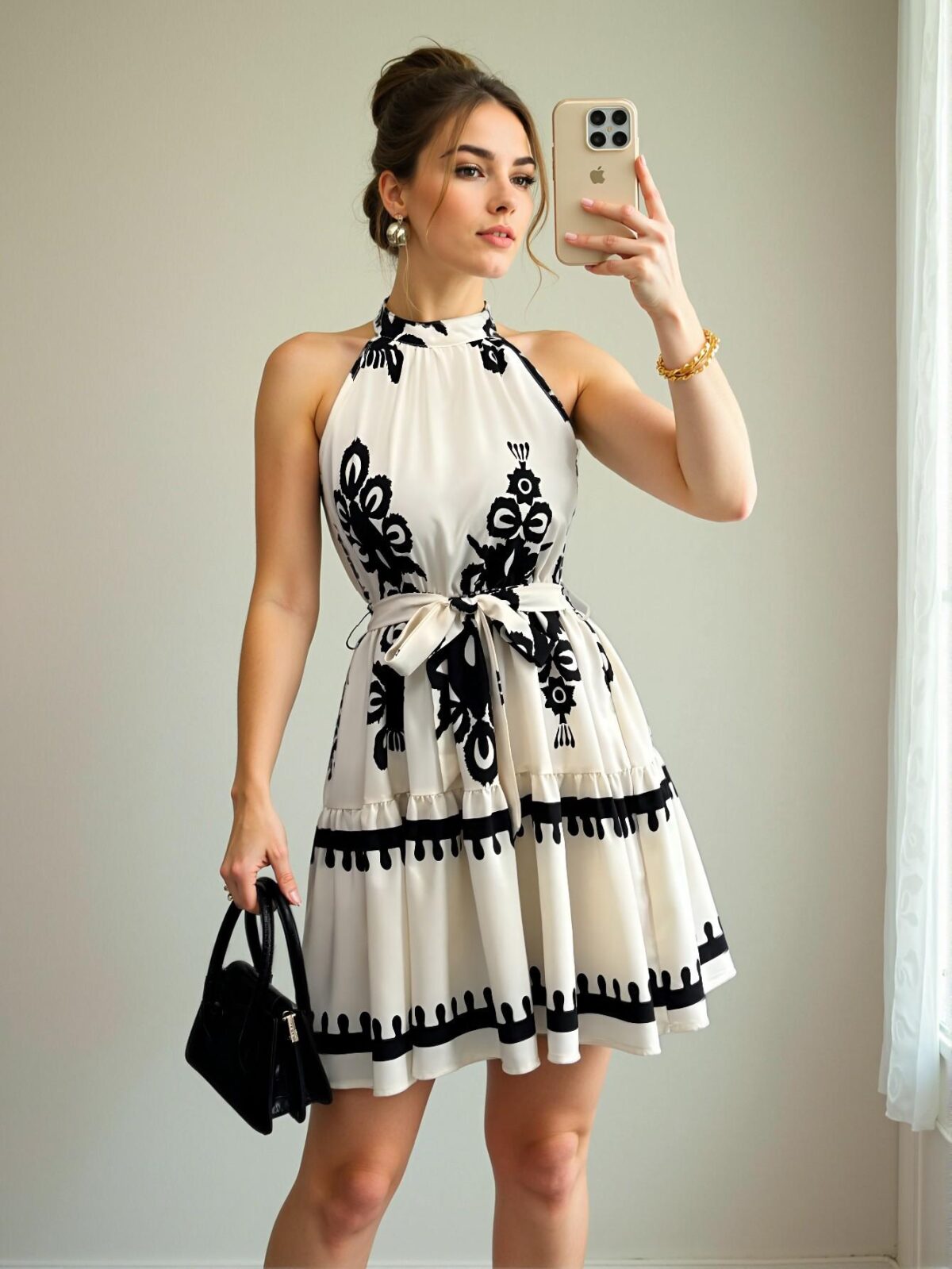 Elegant Apricot Stylish Sleeveless Mini Dress for Casual Beach Outings - Chic, Classy and Trendy Fashion Style to Dress to Impress - Image 4