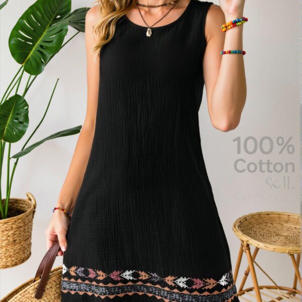 Elegant Black Boho Floral Sleeveless Vest Dress for Summer Beach Vacations - Chic, Classy and Trendy Fashion Style to Dress to Impress