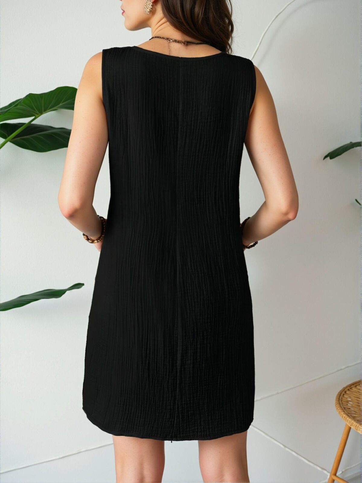 Elegant Black Boho Floral Sleeveless Vest Dress for Summer Beach Vacations - Chic, Classy and Trendy Fashion Style to Dress to Impress - Image 2