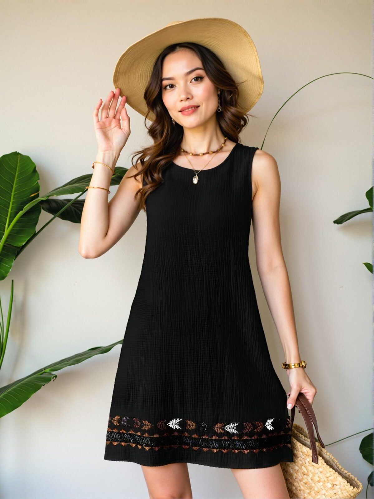 Elegant Black Boho Floral Sleeveless Vest Dress for Summer Beach Vacations - Chic, Classy and Trendy Fashion Style to Dress to Impress - Image 4