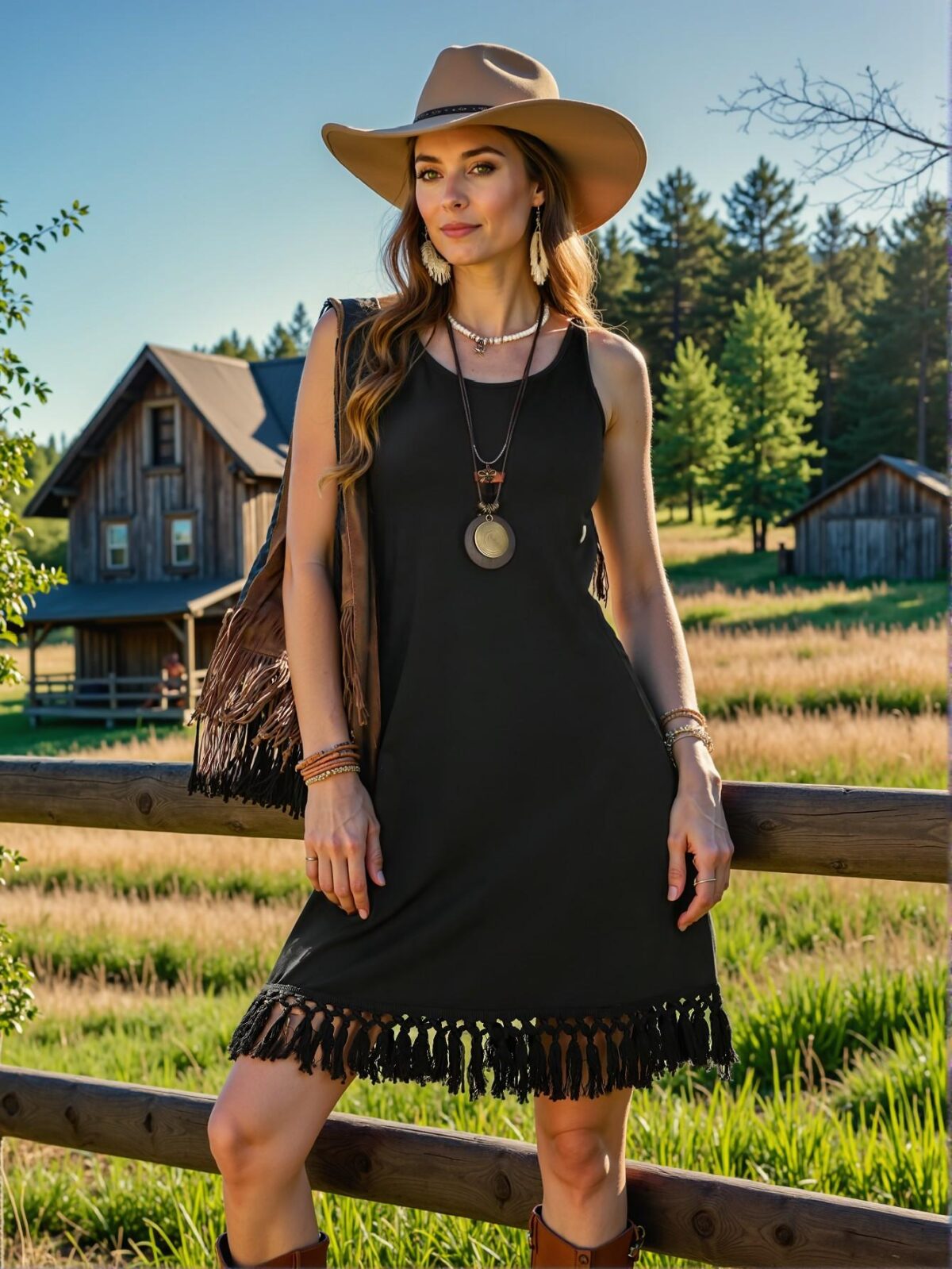 Elegant Black Bohemian Tassel Hem Sleeveless Short Dress for Summer Music Festivals and Beach Getaways - Chic, Classy and Trendy Fashion Style to Dress to Impress - Image 2