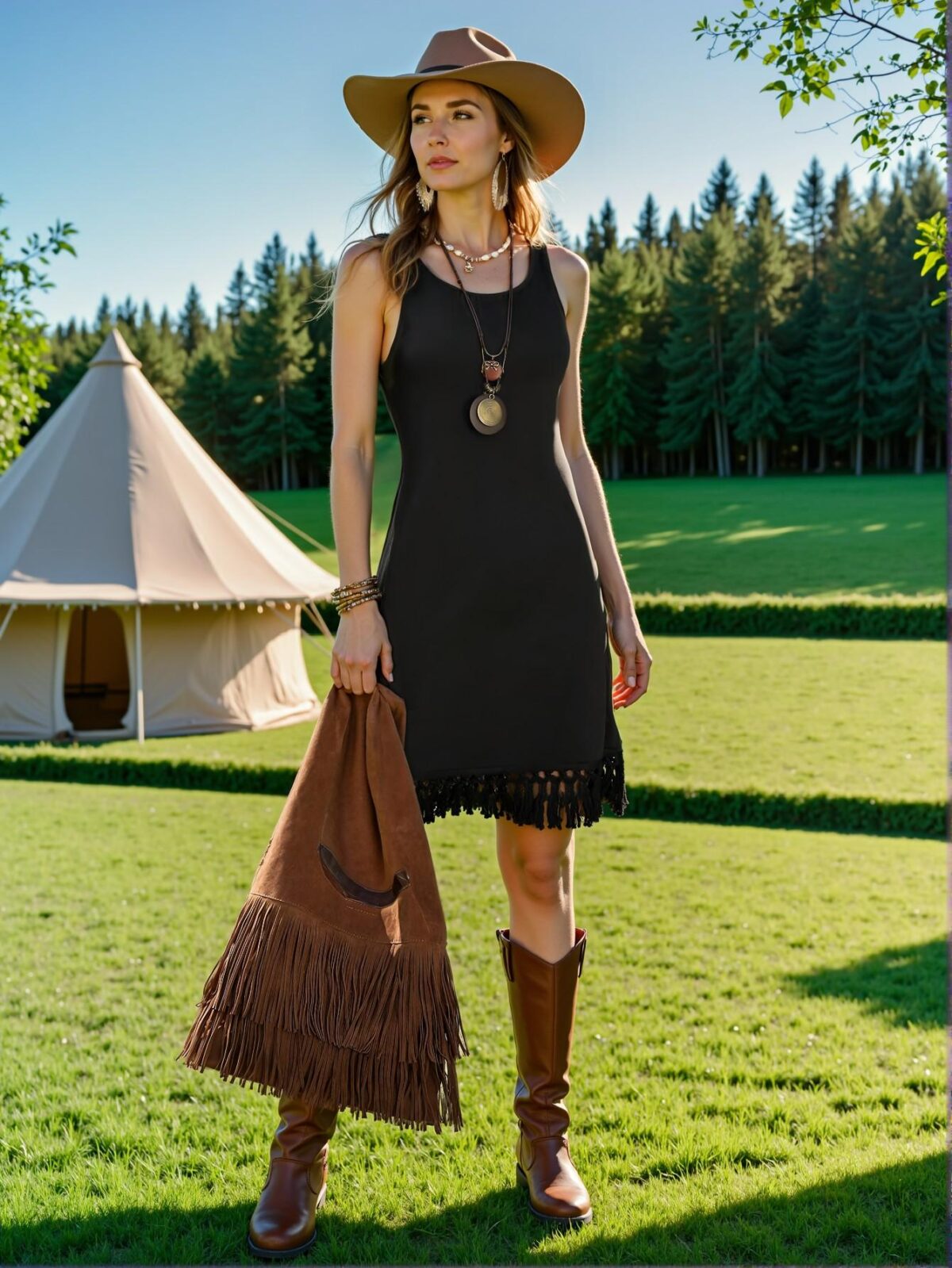 Elegant Black Bohemian Tassel Hem Sleeveless Short Dress for Summer Music Festivals and Beach Getaways - Chic, Classy and Trendy Fashion Style to Dress to Impress - Image 4