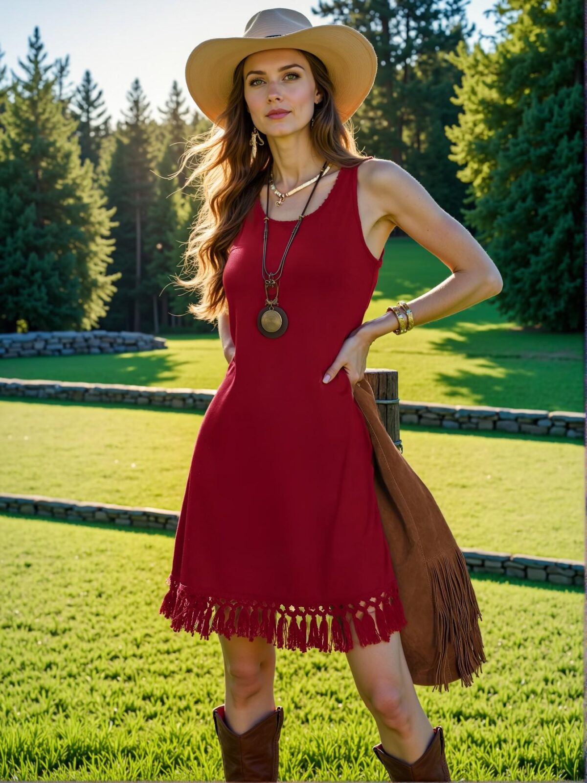 Elegant Burgundy Boho Tassel Hem Sleeveless Mini Dress Perfect for Music Festivals in Spring & Summer - Chic, Classy and Trendy Fashion Style to Dress to Impress - Image 3