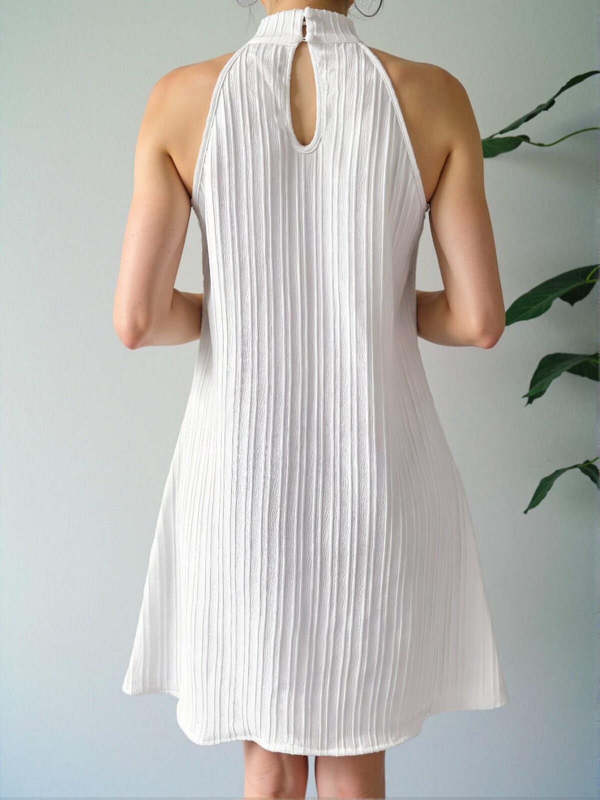 Elegant White Bohemian Inspired A-Line Backless Dress with Knot and Pleats – Chic, Classy and Trendy Fashion Style to Dress to Impress - Image 2