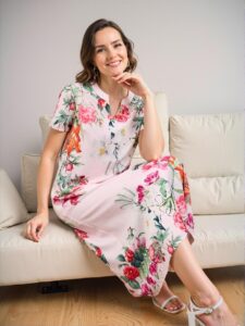 Elegant Pink Floral Print Midi Dress for Women, Spring/Summer – Chic, Classy and Trendy Fashion Style to Dress to Impress