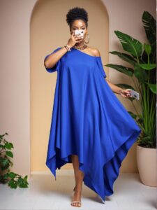 Elegant Blue Versatile Asymmetrical Tunic for Spring and Summer Featuring Casual, Country, and Festival Styles for Plus Size Women - Chic, Classy and Trendy Fashion Style to Dress to Impress