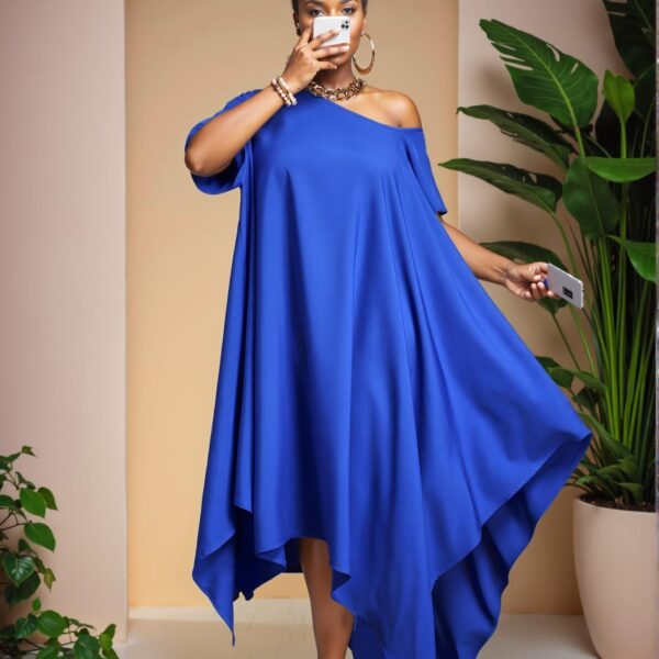 Elegant Blue Versatile Asymmetrical Tunic for Spring and Summer Featuring Casual, Country, and Festival Styles for Plus Size Women - Chic, Classy and Trendy Fashion Style to Dress to Impress
