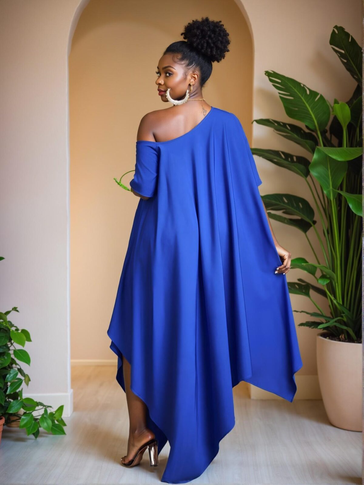 Elegant Blue Versatile Asymmetrical Tunic for Spring and Summer Featuring Casual, Country, and Festival Styles for Plus Size Women - Chic, Classy and Trendy Fashion Style to Dress to Impress - Image 2