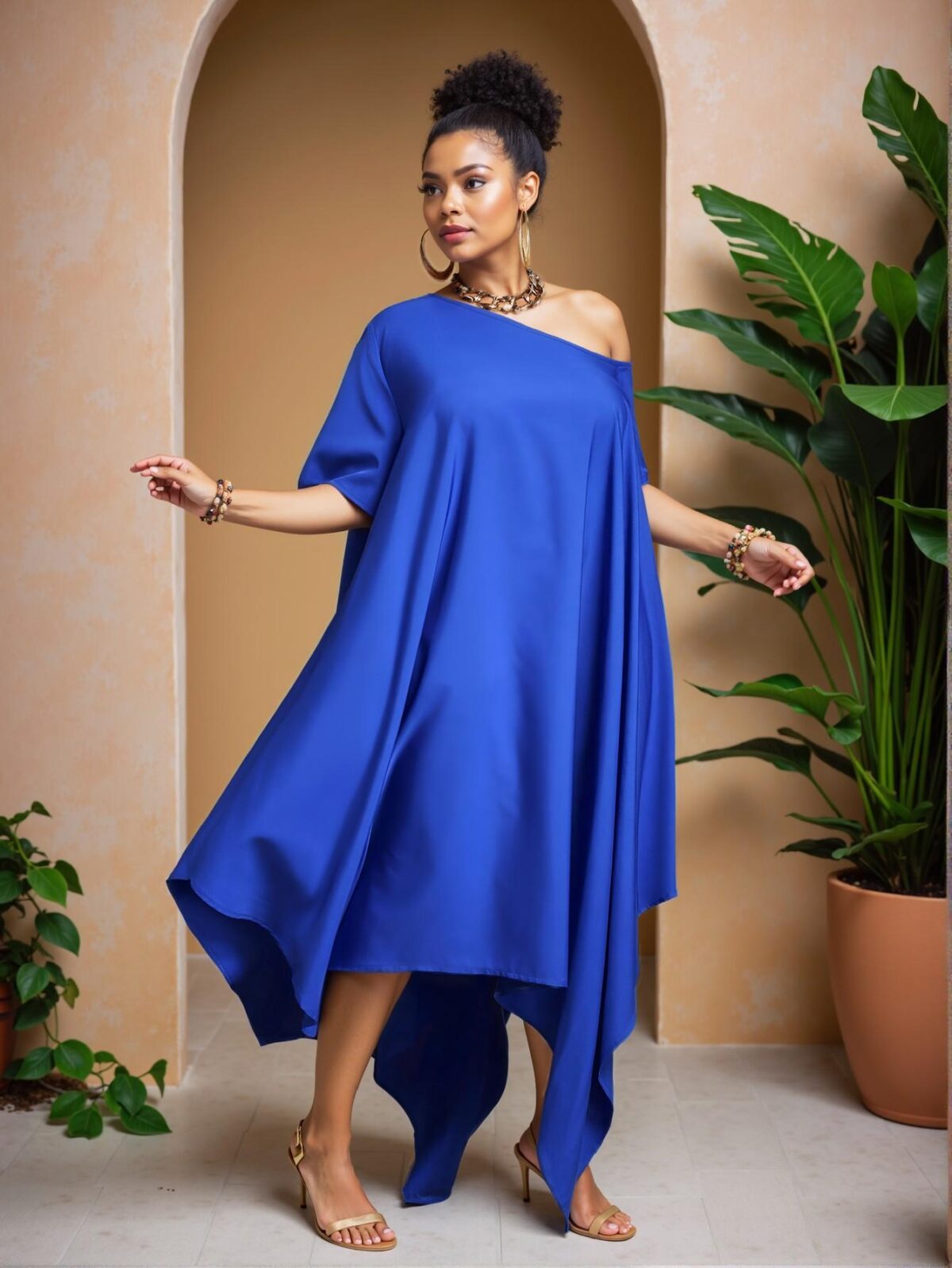 Elegant Blue Versatile Asymmetrical Tunic for Spring and Summer Featuring Casual, Country, and Festival Styles for Plus Size Women - Chic, Classy and Trendy Fashion Style to Dress to Impress - Image 4