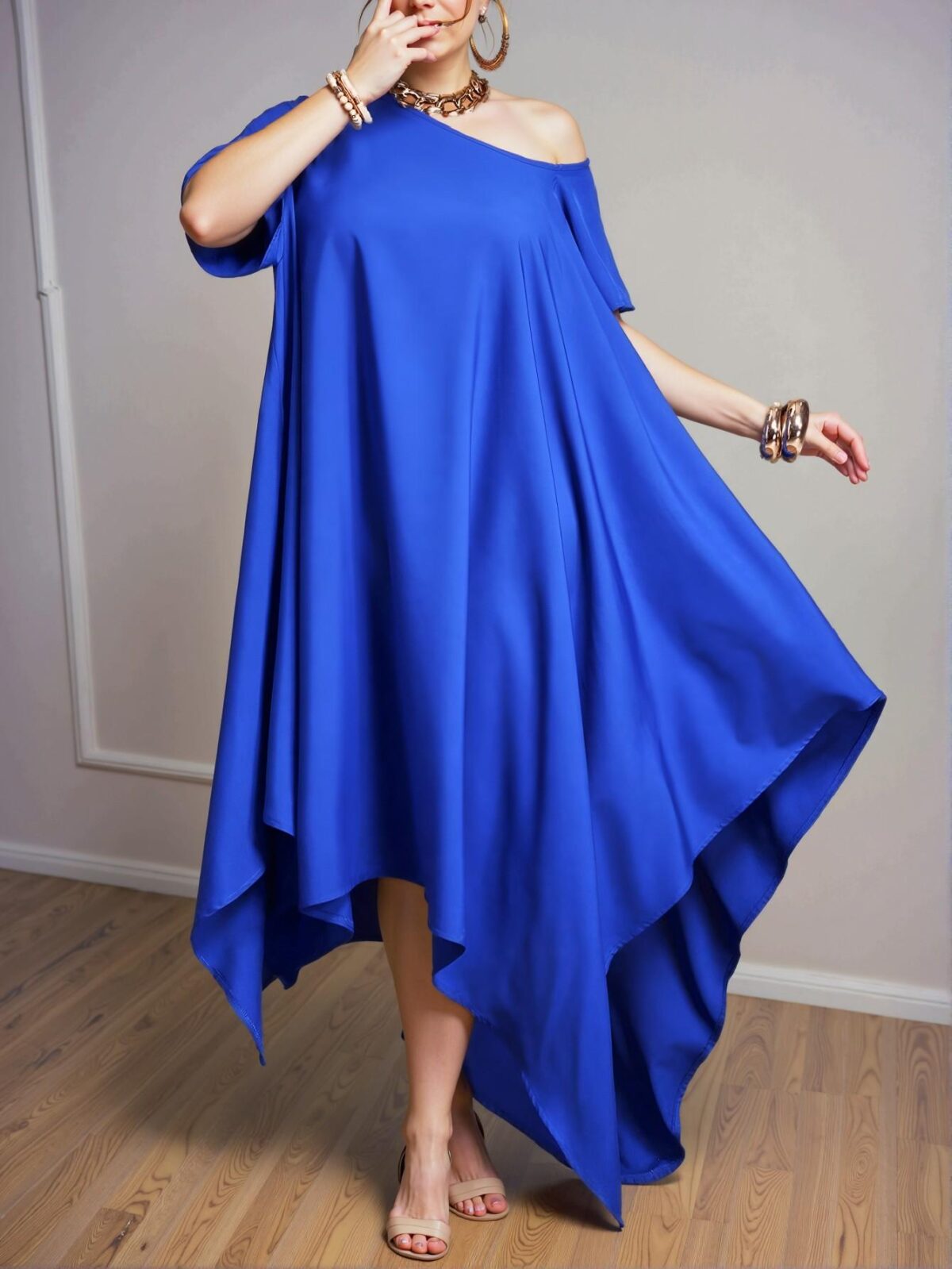 Elegant Blue Versatile Asymmetrical Tunic for Spring and Summer Featuring Casual, Country, and Festival Styles for Plus Size Women - Chic, Classy and Trendy Fashion Style to Dress to Impress - Image 5