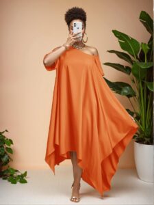 Elegant Orange Flowy Asymmetrical Hem Dress for Spring and Summer Festivities, Perfect for Rave, Country Concerts, and Tropical Vacations - Chic, Classy and Trendy Fashion Style to Dress to Impress