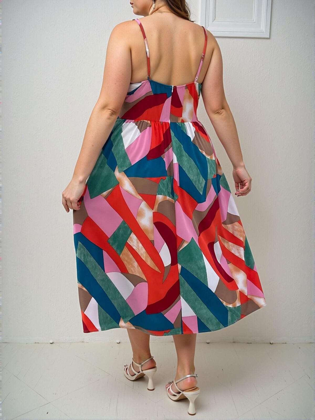 Elegant Multicolor Flowy High-Low Cami Dress with Twist Front for Spring/Summer Beach Getaways, Perfect for Valentine’s and St. Patrick’s Day Celebrations - Chic, Classy and Trendy Fashion Style to Dress to Impress - Image 2