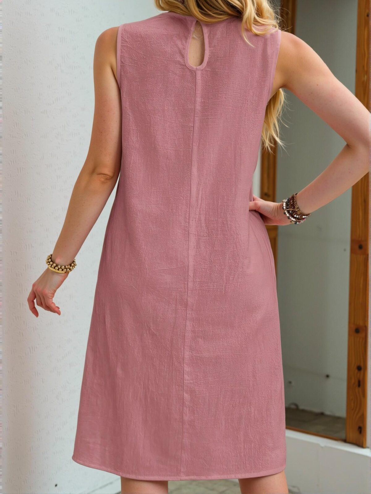 Elegant Dusty Pink Stylish Plus Size Sleeveless Tank Dress with Ruffle Hem and Tiered Layer for Spring and Summer Chic, Classy and Trendy Fashion Style to Dress to Impress - Image 2