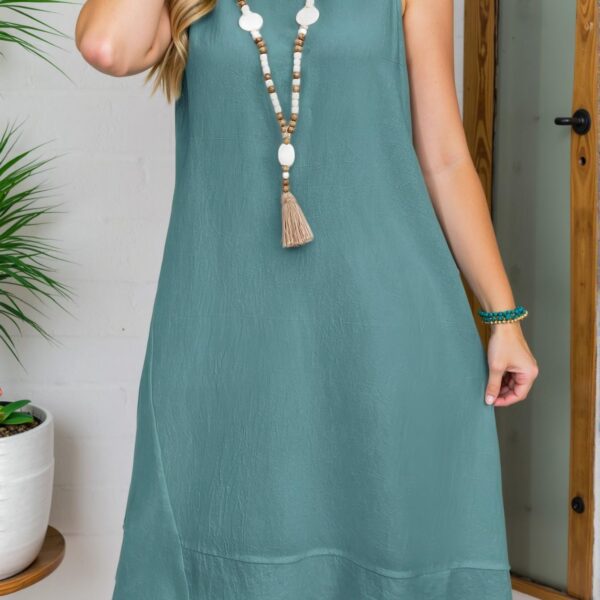 Elegant Mint Blue Flowy Sleeveless Midi Beach Dress for Spring and Summer - Chic, Classy and Trendy Fashion Style to Dress to Impress