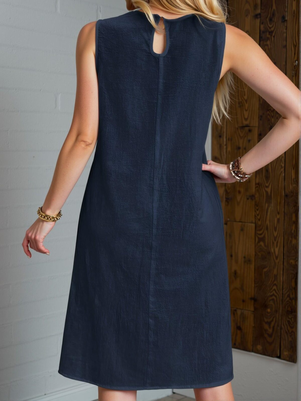 Elegant Navy Blue Casual Sleeveless Dress with Ruffle Hem and Tiered Detailing for Summer Beach Outings, Perfect for Holiday and Spring Styles - Chic, Classy and Trendy Fashion Style to Dress to Impress - Image 2