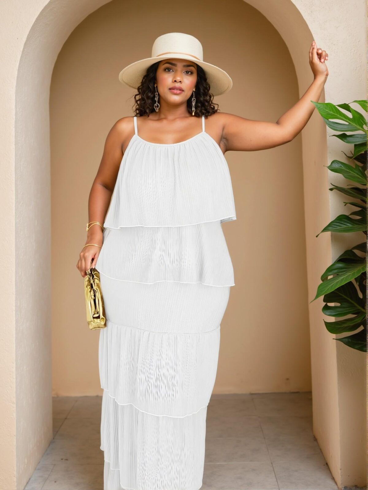 Elegant White Casual Cami Dress with Ruffled Hem for a Romantic Vacation Look - Chic, Classy, and Trendy Fashion Style to Dress to Impress - Image 4