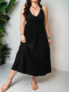 Elegant Black A-Line Backless Criss Cross Tank Dress for Summer Getaways Chic, Classy and Trendy Fashion Style to Dress to Impress