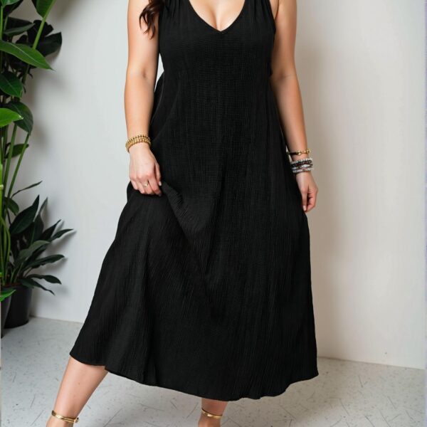 Elegant Black A-Line Backless Criss Cross Tank Dress for Summer Getaways Chic, Classy and Trendy Fashion Style to Dress to Impress