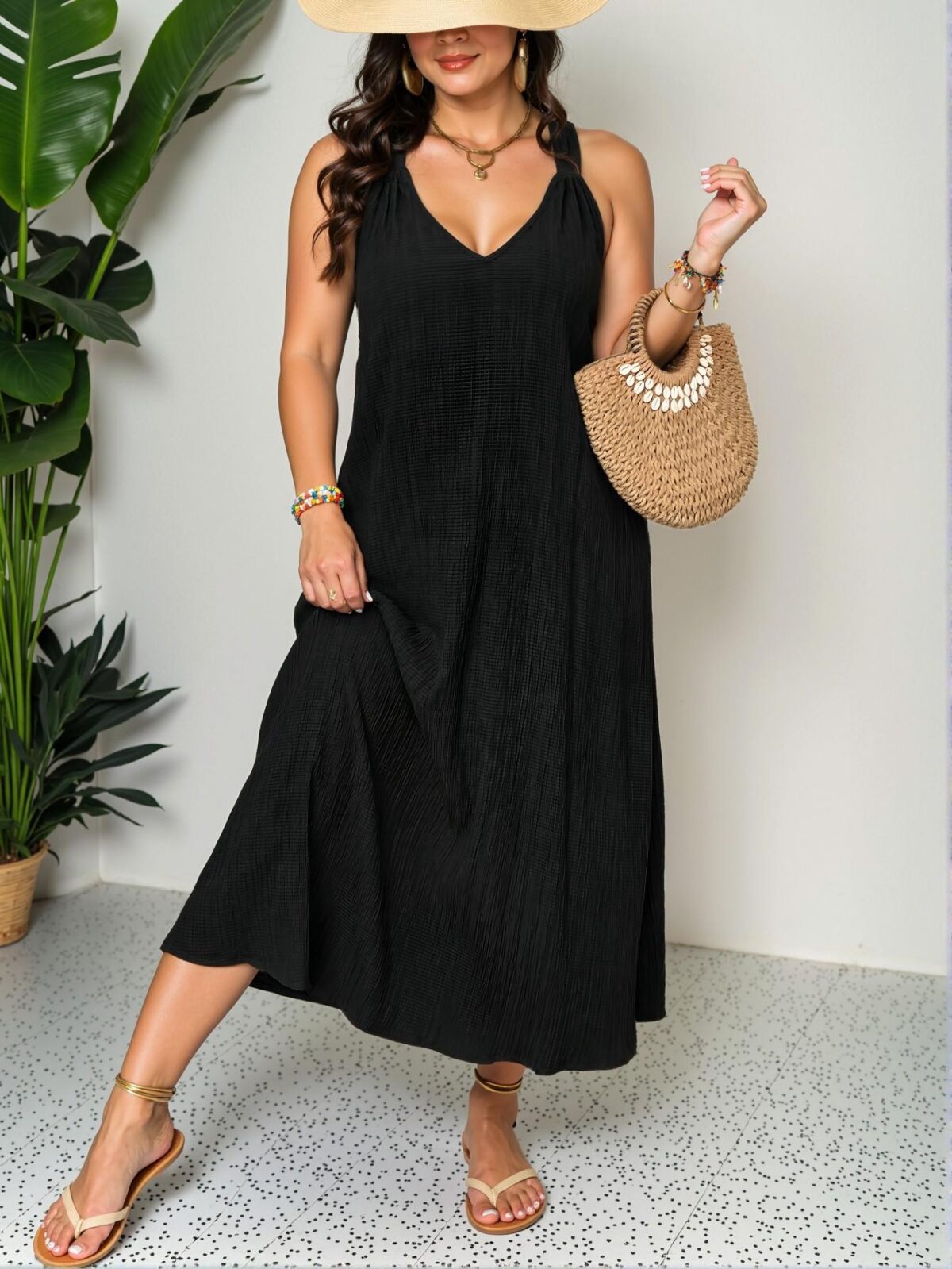 Elegant Black A-Line Backless Criss Cross Tank Dress for Summer Getaways Chic, Classy and Trendy Fashion Style to Dress to Impress - Image 5