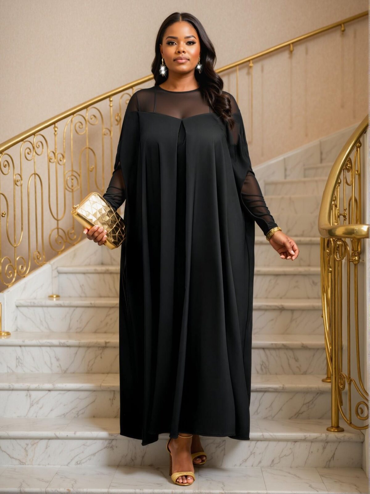 Elegant Black Comfortable Plus Size Casual Dress Ideal for Spring and Summer Cruise Gatherings Chic, Classy and Trendy Fashion Style to Dress to Impress - Image 4