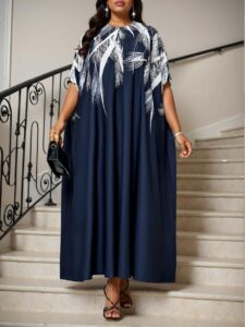 Elegant Multicolor Woven Notched Kaftan Dress for Plus Size Women Perfect for Spring and Summer, Elevate Your Style with Chic, Classy and Trendy Fashion to Dress to Impress.