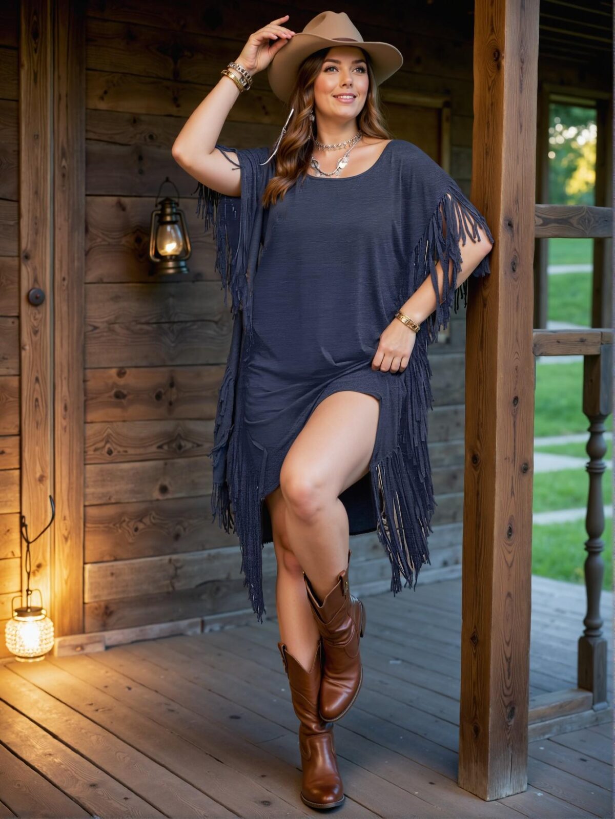 Elegant Navy Blue Relaxed Fit Boho Fringe Drop Shoulder Batwing Dress for Spring and Summer – Chic, Classy and Trendy Fashion Style to Dress to Impress