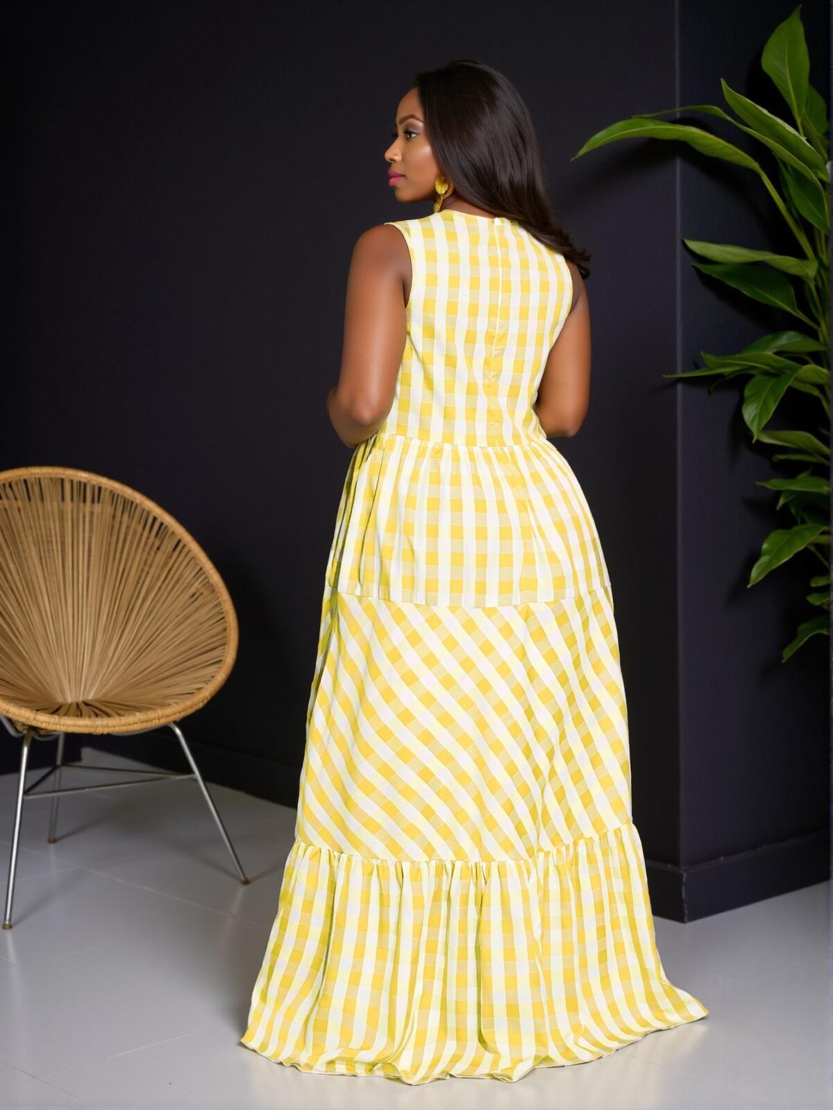Elegant Yellow Sleeveless Maxi Dress with Ruffled Hem and Pockets for Spring and Summer - Chic, Classy and Trendy Fashion Style to Dress to Impress - Image 2