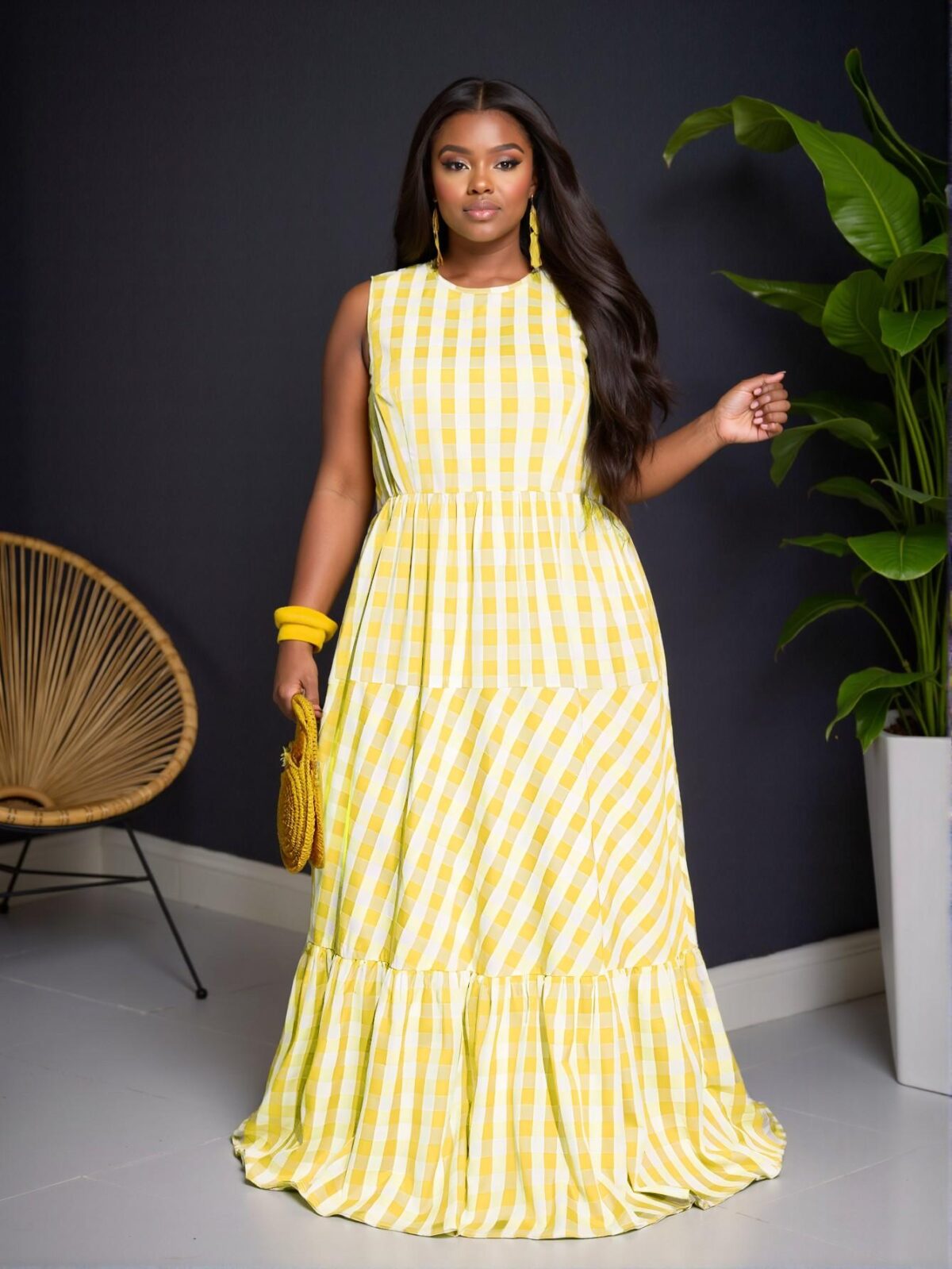 Elegant Yellow Sleeveless Maxi Dress with Ruffled Hem and Pockets for Spring and Summer - Chic, Classy and Trendy Fashion Style to Dress to Impress - Image 5