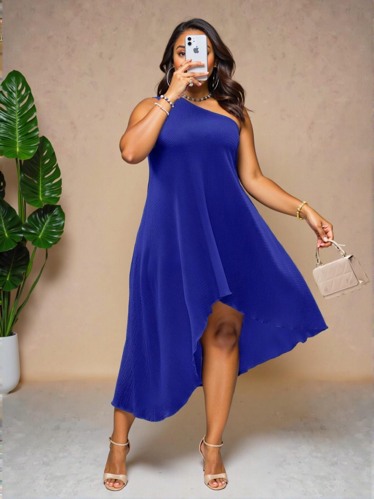 Elegant Blue Asymmetrical Hem Spaghetti Strap Dress for Spring and Summer – Chic, Classy and Trendy Fashion Style to Dress to Impress