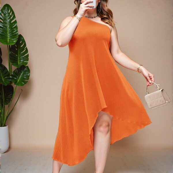 Elegant Orange Asymmetrical Hem Dress Perfect for Spring and Summer Chic, Classy and Trendy Fashion Style to Dress to Impress
