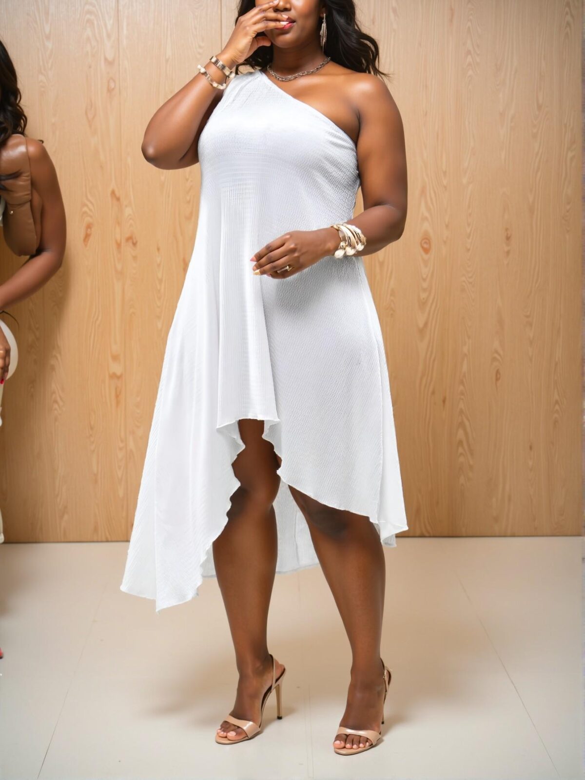 Elegant White Asymmetrical Dress for Graduation and Spring/Summer Events – Chic, Classy and Trendy Fashion Style to Dress to Impress - Image 4