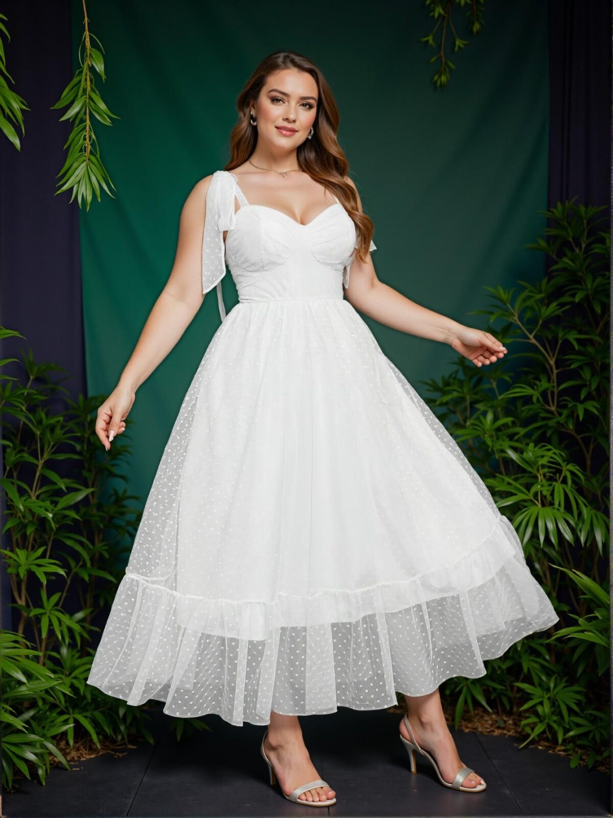 Elegant White Casual Sleeveless A-Line Frilly Hem Dress with Knot Details - Chic, Classy and Trendy Fashion Style to Dress to Impress