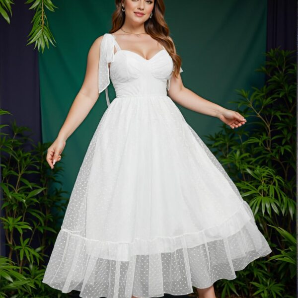 Elegant White Casual Sleeveless A-Line Frilly Hem Dress with Knot Details - Chic, Classy and Trendy Fashion Style to Dress to Impress