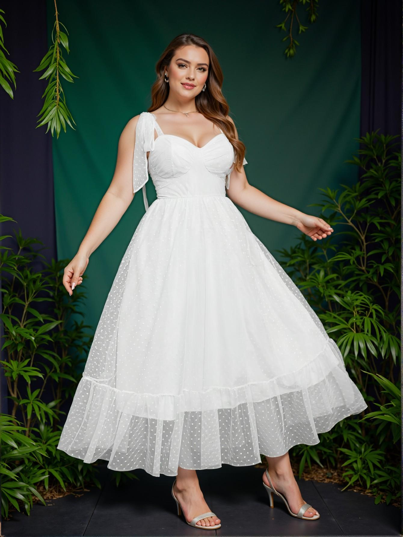 Elegant White Casual Sleeveless A-Line Frilly Hem Dress with Knot Details - Chic, Classy and Trendy Fashion Style to Dress to Impress
