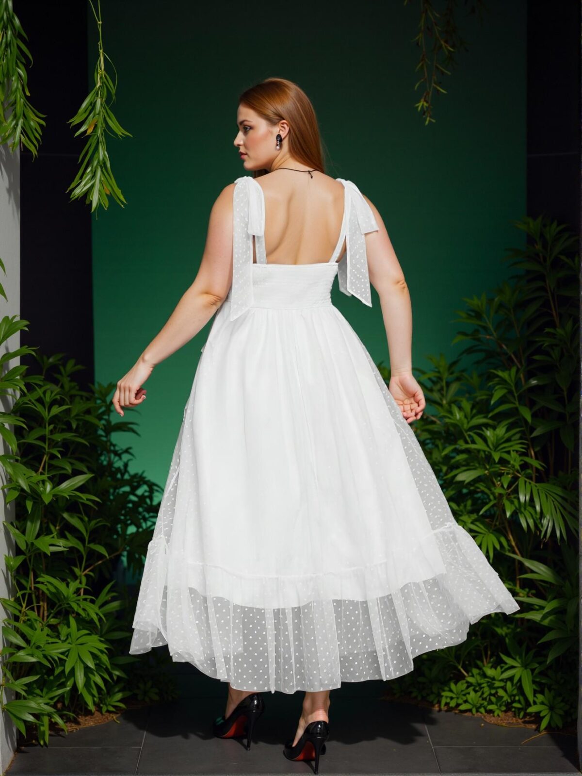 Elegant White Casual Sleeveless A-Line Frilly Hem Dress with Knot Details - Chic, Classy and Trendy Fashion Style to Dress to Impress - Image 2