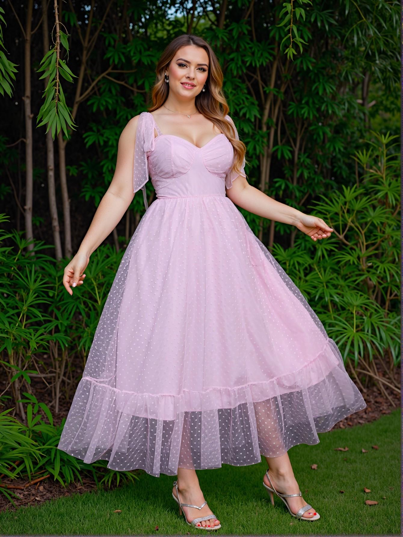 Elegant Pink Flared A-Line Casual Slip Dress with Ruffle Hem and Layered Details for Spring and Summer Vacations - Chic, Classy and Trendy Fashion Style to Dress to Impress.