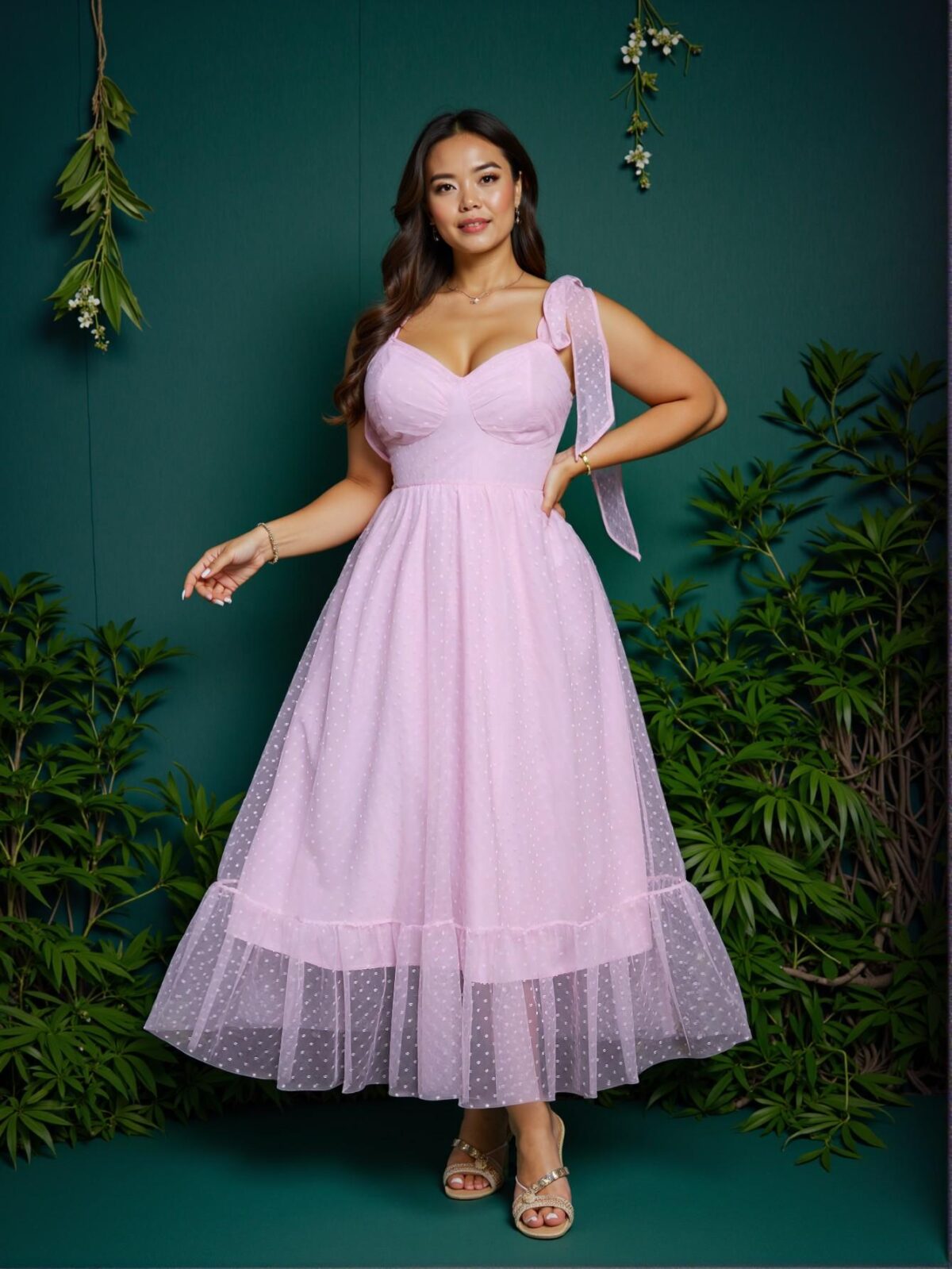 Elegant Pink Flared A-Line Casual Slip Dress with Ruffle Hem and Layered Details for Spring and Summer Vacations - Chic, Classy and Trendy Fashion Style to Dress to Impress. - Image 4