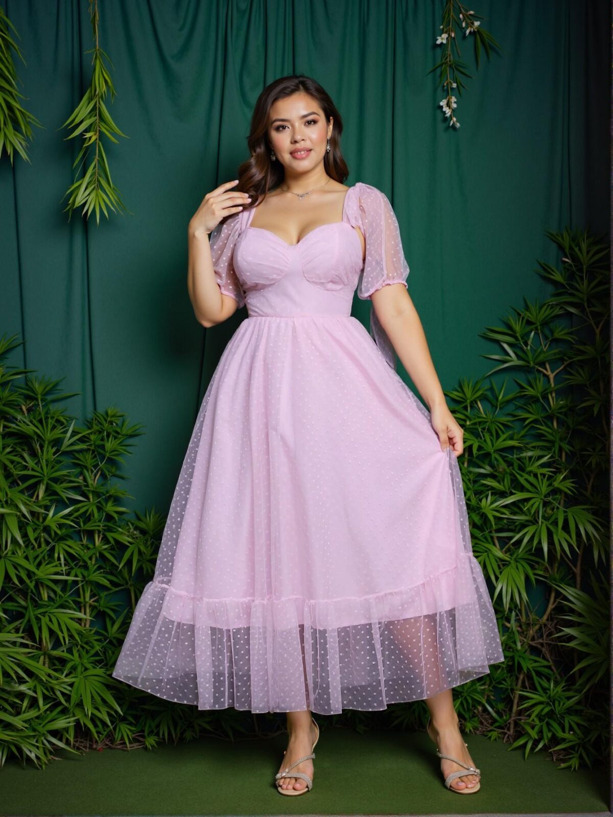 Elegant Pink Flared A-Line Casual Slip Dress with Ruffle Hem and Layered Details for Spring and Summer Vacations - Chic, Classy and Trendy Fashion Style to Dress to Impress. - Image 5