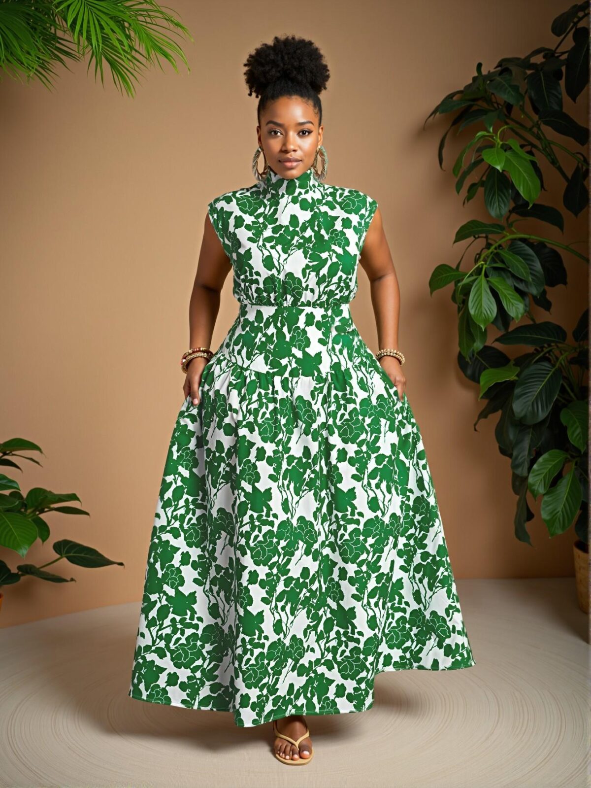 Elegant Green Woven High Waist A-Line Dress with Cut Out and Pocket Details for Spring and Summer - Chic, Classy and Trendy Fashion Style to Dress to Impress
