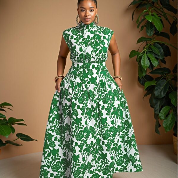 Elegant Green Woven High Waist A-Line Dress with Cut Out and Pocket Details for Spring and Summer - Chic, Classy and Trendy Fashion Style to Dress to Impress
