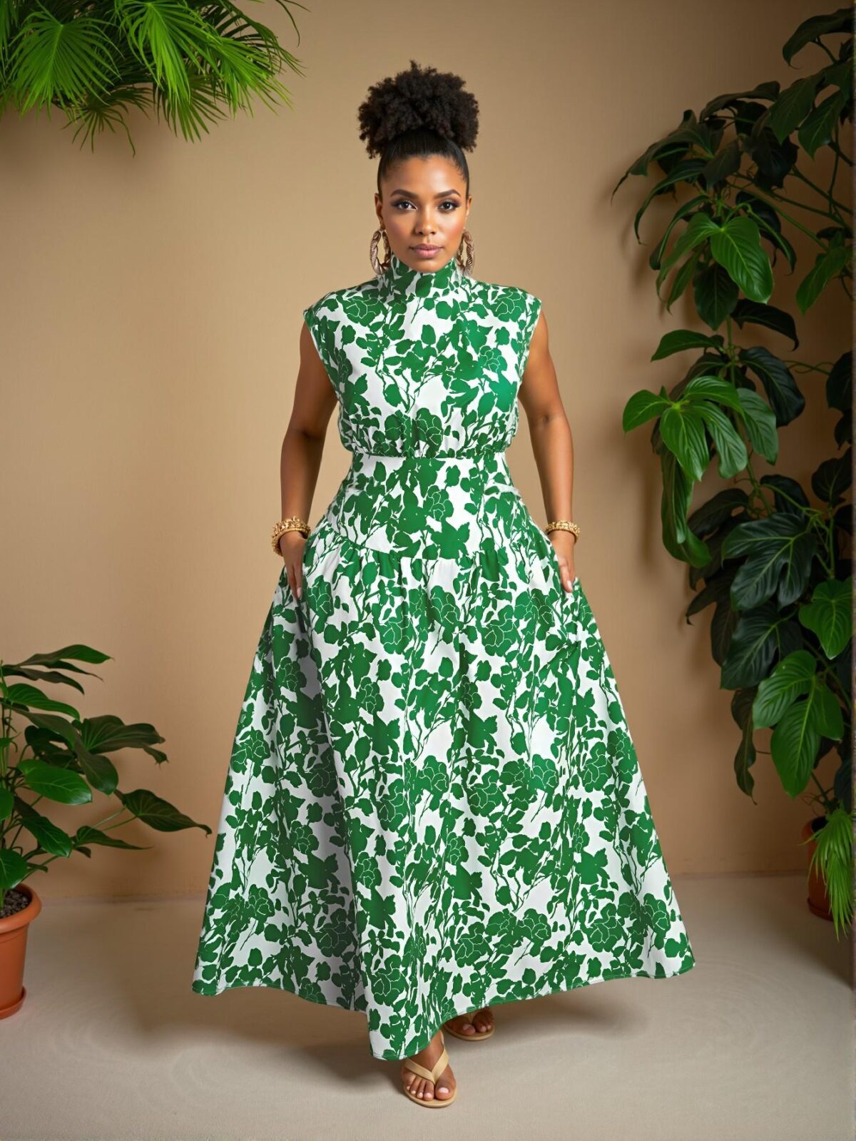 Elegant Green Woven High Waist A-Line Dress with Cut Out and Pocket Details for Spring and Summer - Chic, Classy and Trendy Fashion Style to Dress to Impress - Image 4