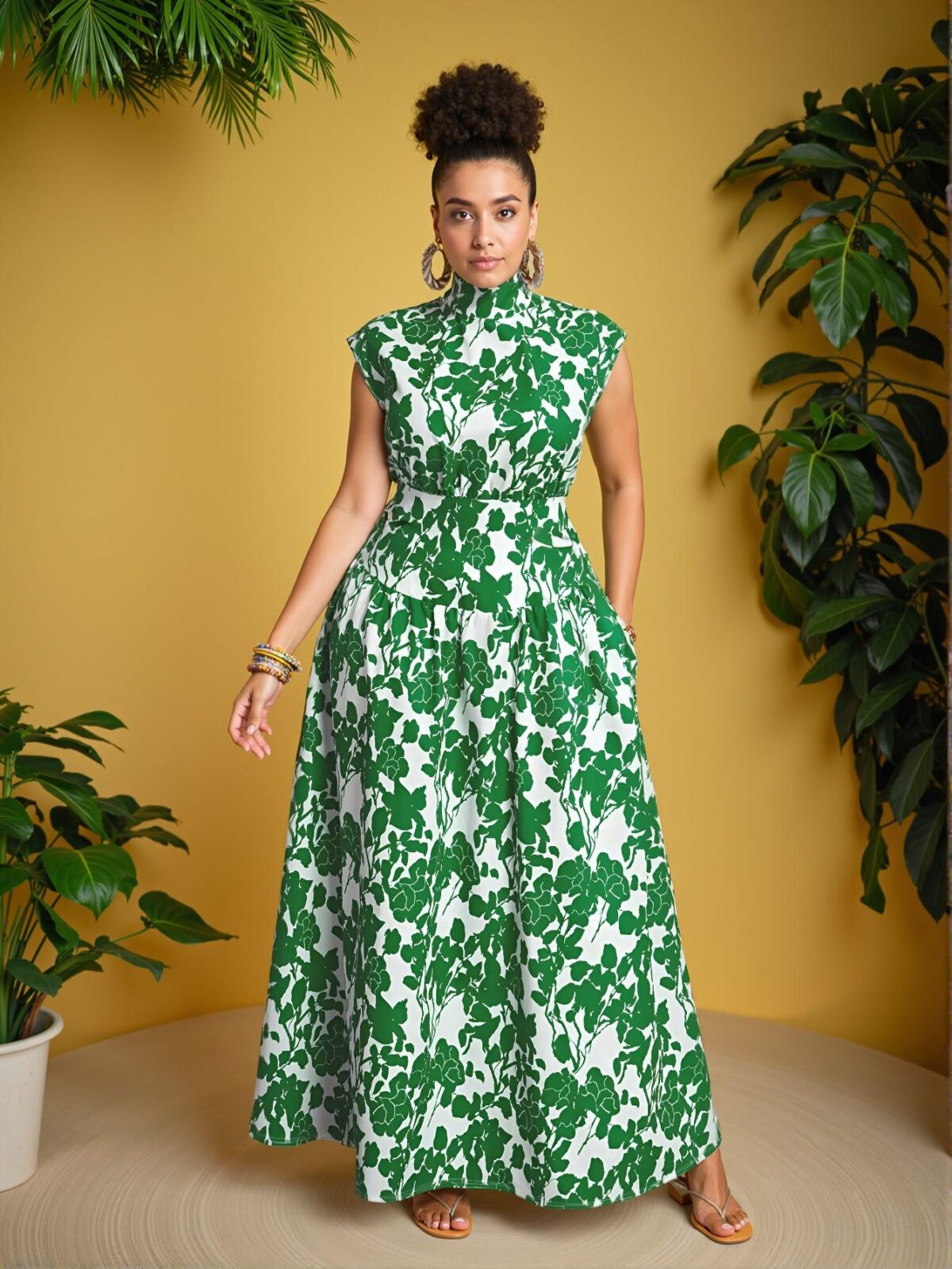 Elegant Green Woven High Waist A-Line Dress with Cut Out and Pocket Details for Spring and Summer - Chic, Classy and Trendy Fashion Style to Dress to Impress - Image 5